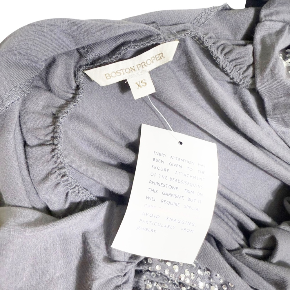 Boston Proper Rhinestone Ruched Tunic size XS - Picture 3 of 9
